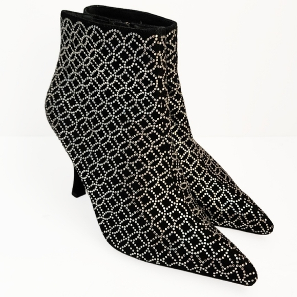 Jeffrey Campbell Shoes - Jeffrey Campbell Brillo Size 9 Black Leather Crystal Ankle Bootie